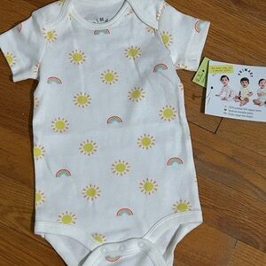 Primary White Bodysuit with Yellow and Multicolor Print